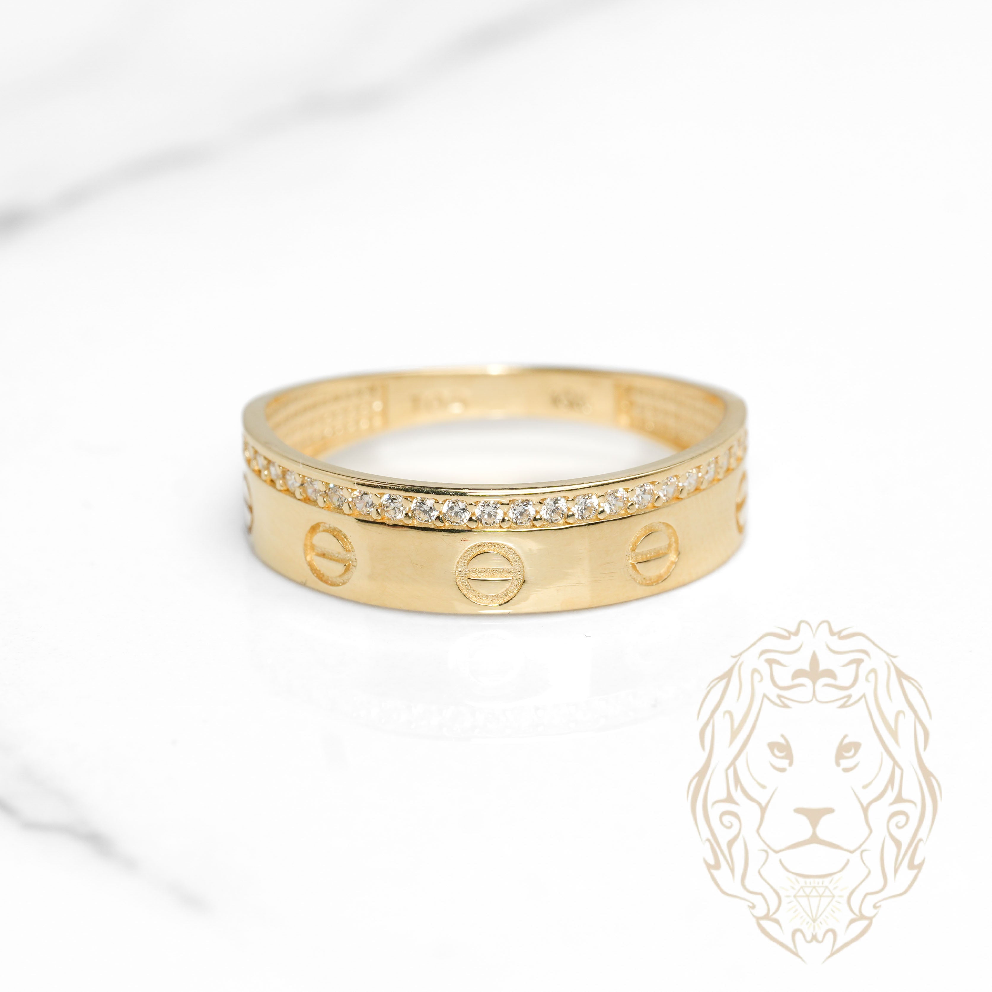 Bague - Or 10K jaune amour semi-éternité pavé de cz - RIG1098