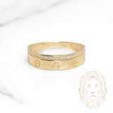 Bague - Or 10K jaune amour semi-éternité pavé de cz - RIG1098
