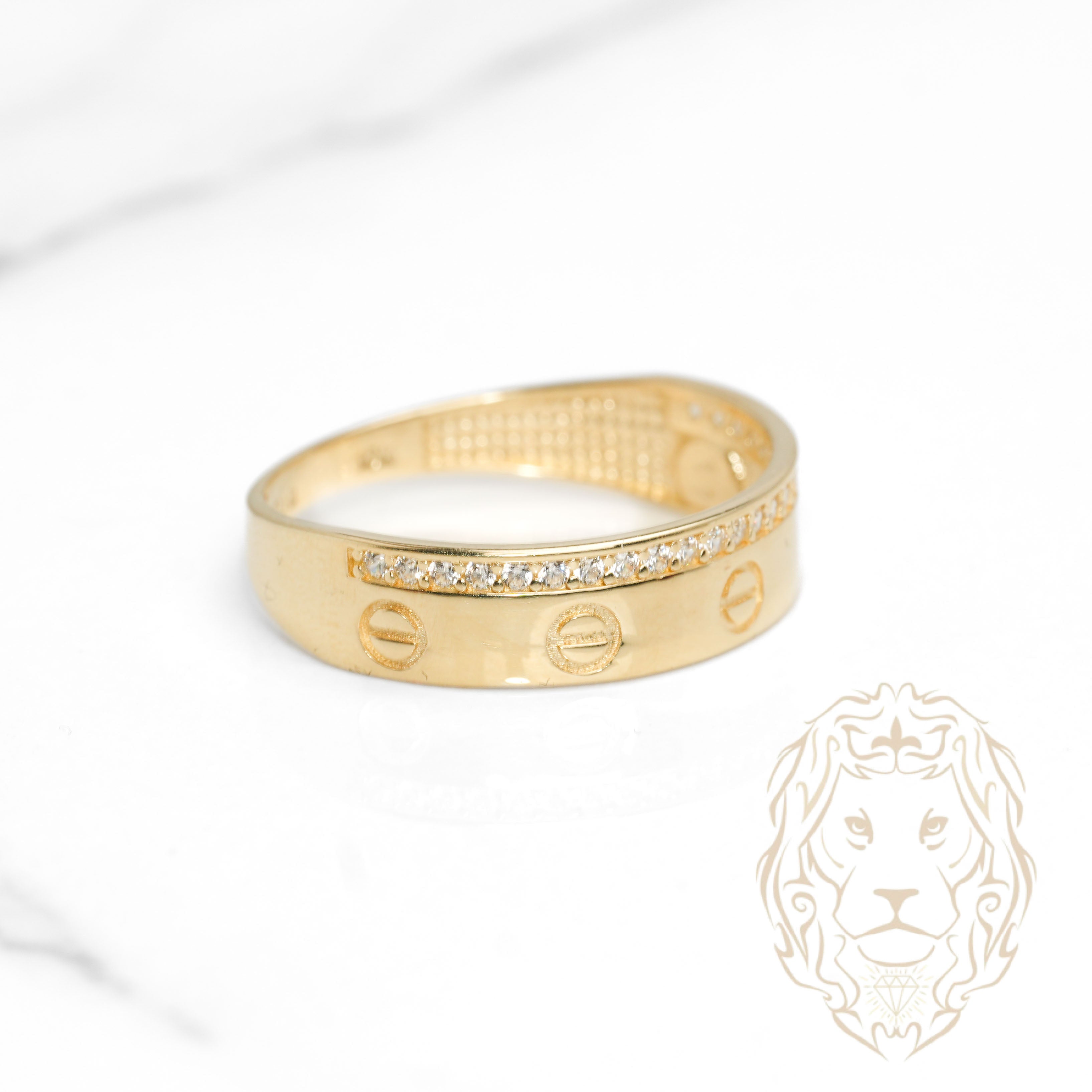 Bague - Or 10K jaune amour semi-éternité pavé de cz - RIG1098