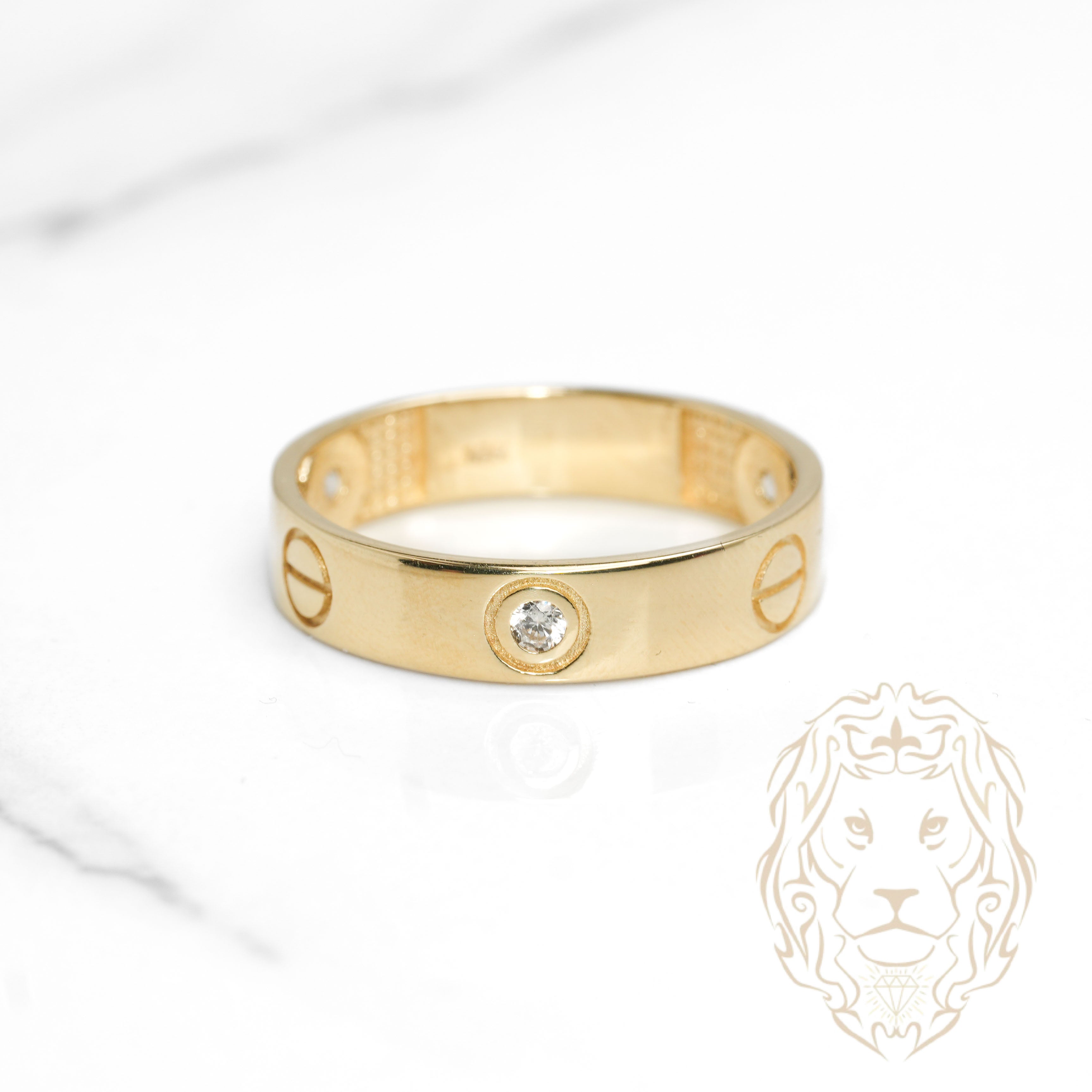 Bague - Or 10K jaune amour sertie de pierres cz 5mm - RIG1100