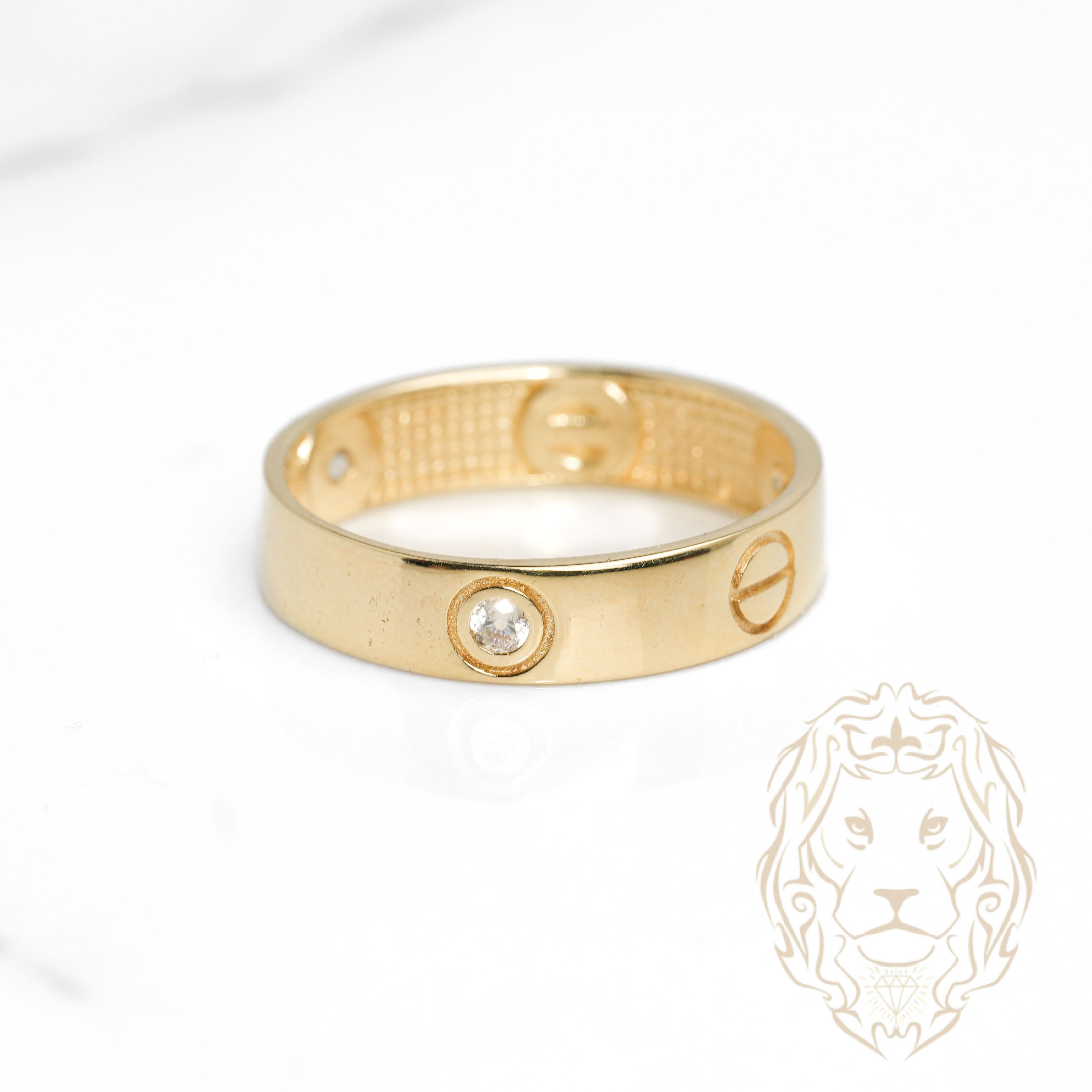 Bague - Or 10K jaune amour sertie de pierres cz 5mm - RIG1100