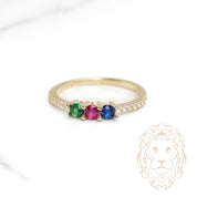Bague - Or 10K jaune trois pierres semi-éternité en pierres cz - RIG1107
