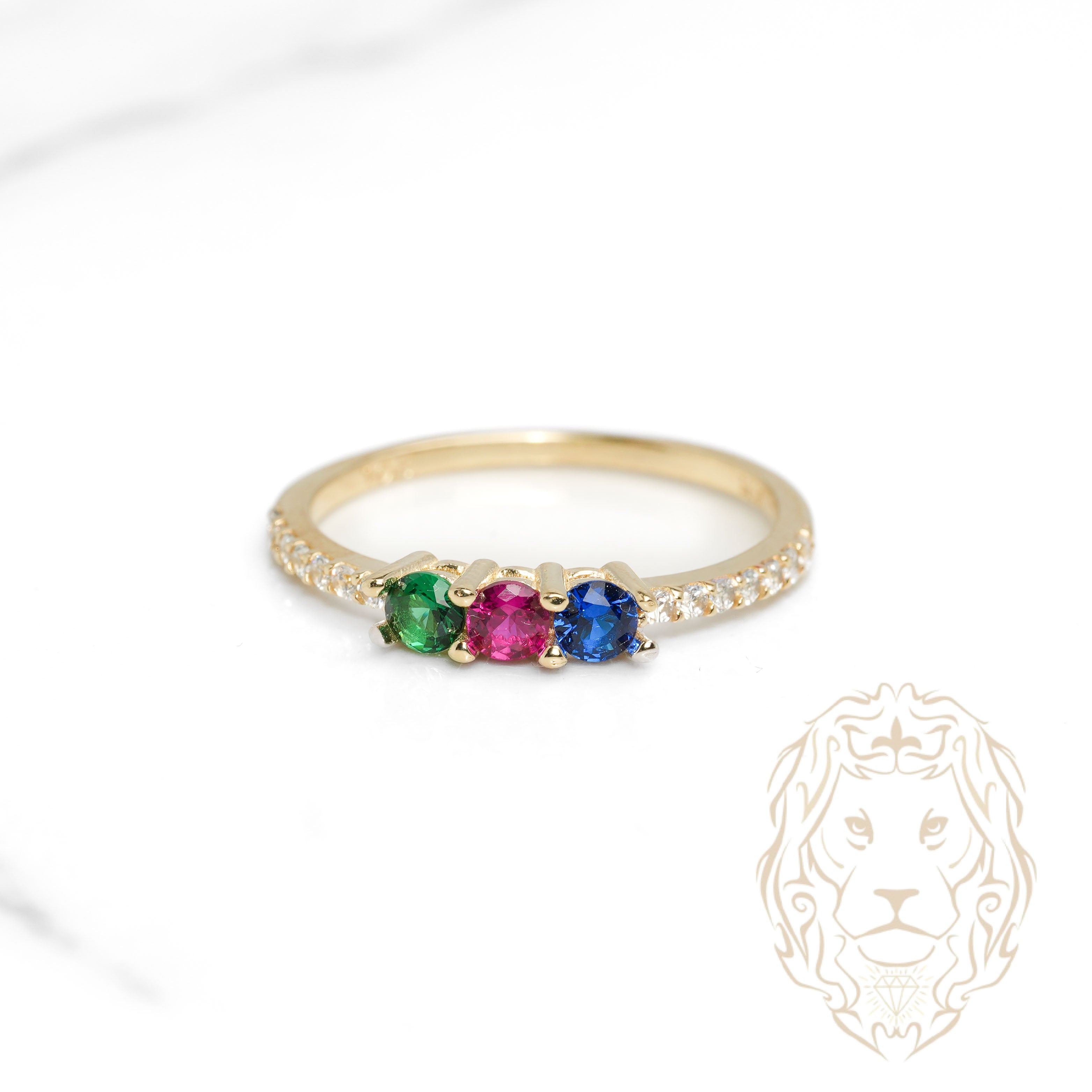Bague - Or 10K jaune trois pierres semi-éternité en pierres cz - RIG1107