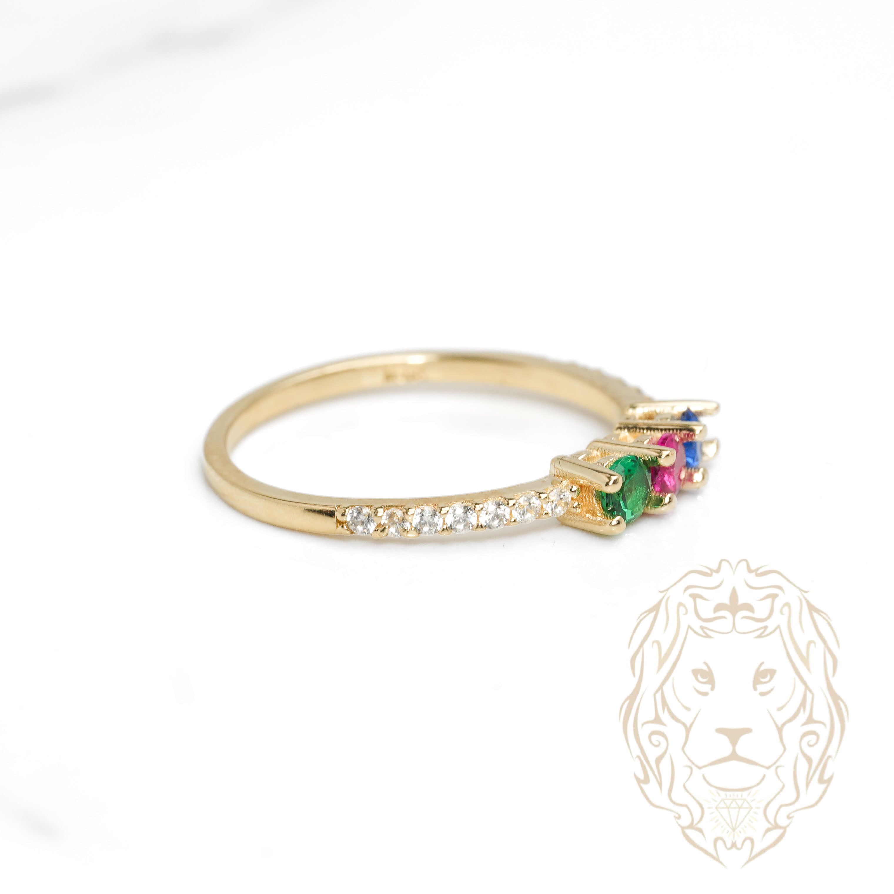 Bague - Or 10K jaune trois pierres semi-éternité en pierres cz - RIG1107
