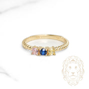 Bague - Or 10K jaune trois pierres cz & twist - RIG1109