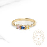 Bague - Or 10K jaune trois pierres cz & twist - RIG1109