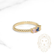 Bague - Or 10K jaune trois pierres cz & twist - RIG1109