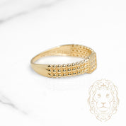Bague - Or 10K jaune carré pavé de cz & mini-perles - RIG1111
