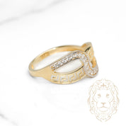 Bague - Or 10K deux tons jaune & blanc infini clé grecque pavé de cz - RIG1112