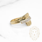 Bague - Or 10K jaune clé grecque pavé de cz - RIG1113