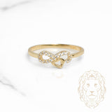 Bague - Or 10K jaune infini & coeur pavé de cz - RIG1116