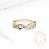 Bague - Or 10K deux tons jaune & blanc vagues pavées de cz - RIG1121