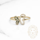 Bague - Or 10K jaune papillon pavé de cz - RIG1122
