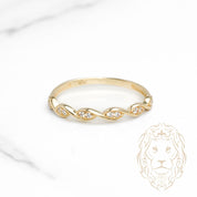 Bague - Or 10K jaune ondes serties de pierres cz - RIG1125