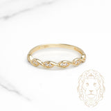 Bague - Or 10K jaune ondes serties de pierres cz - RIG1125