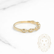 Bague - Or 10K jaune ondes serties de pierres cz - RIG1125