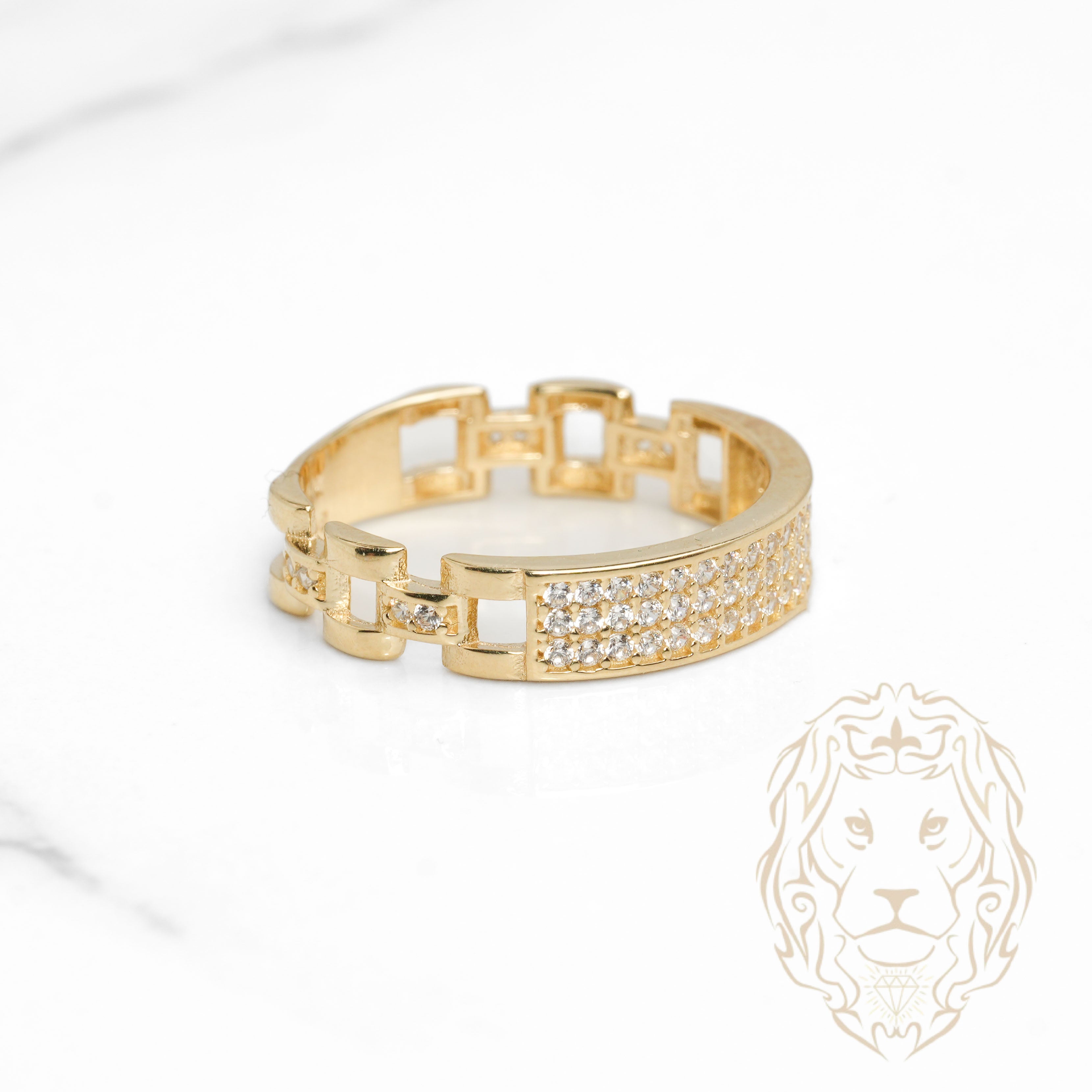 Bague - Or 10K jaune pavé de pierres cz- RIG1127