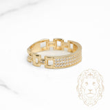 Bague - Or 10K jaune pavé de pierres cz- RIG1127