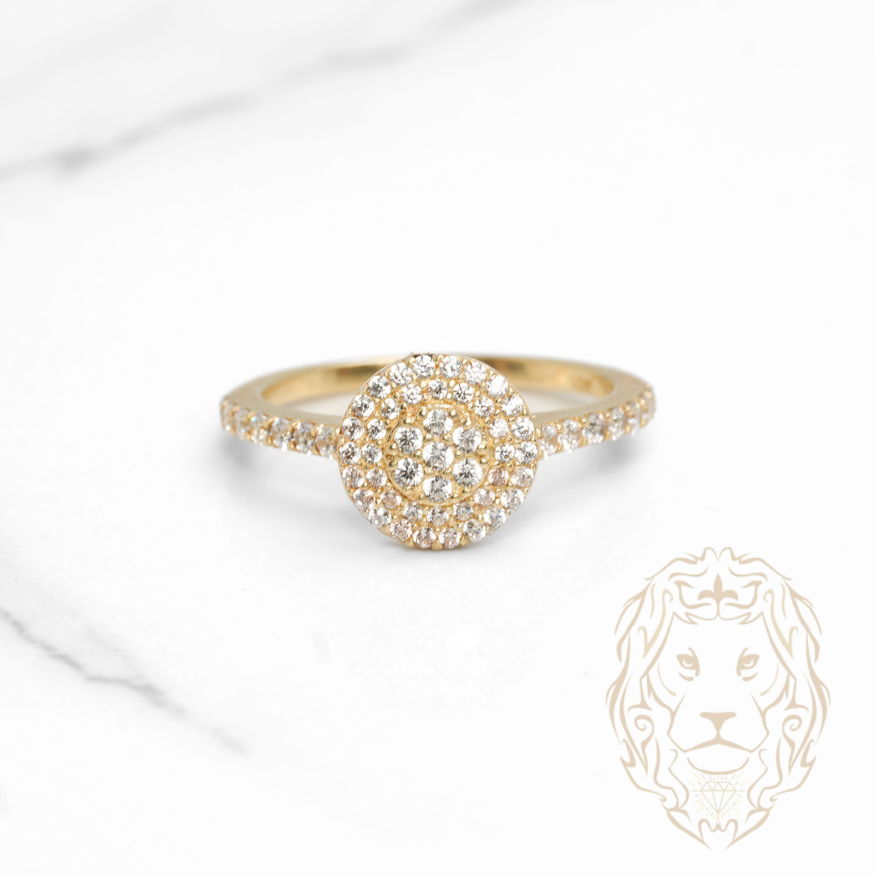 Bague - Or 10K jaune grappe de pierres cz - RIG1134