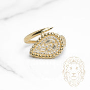 Bague - Or 10K jaune poire grappe de pierres cz rond & baguette- RIG1137