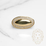 Bague - Or 10K jaune grand ovale pavé de cz - RIG1138