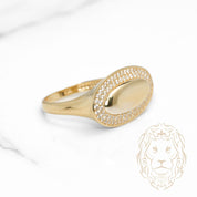 Bague - Or 10K jaune grand ovale pavé de cz - RIG1138