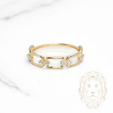 Bague - Or 10K jaune maillons rectangulaires pavés de cz - RIG1139