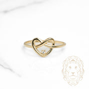 Bague - Or 10K jaune coeur infini & pierre cz - RIG1140