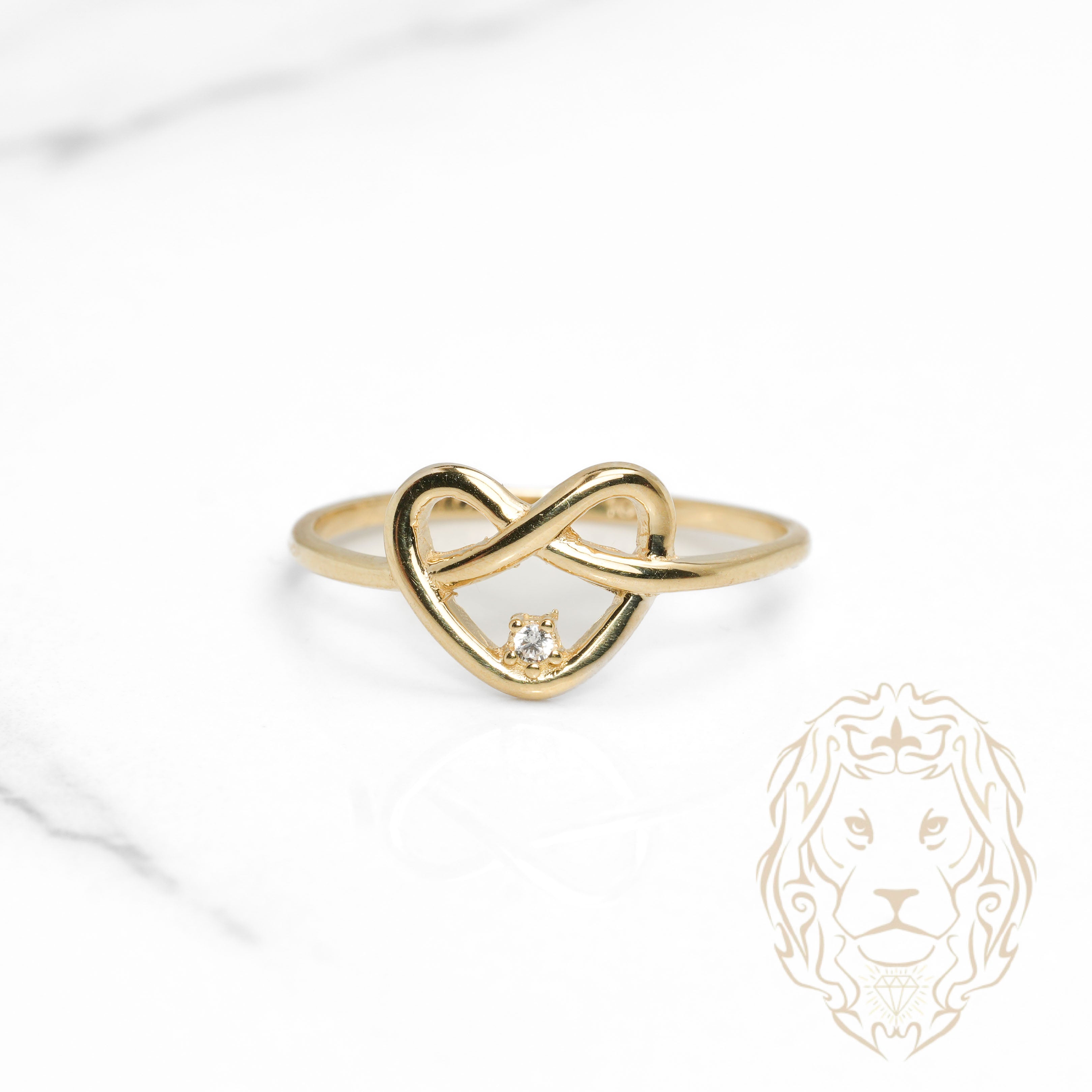 Bague - Or 10K jaune coeur infini & pierre cz - RIG1140