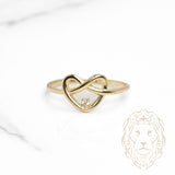 Bague - Or 10K jaune coeur infini & pierre cz - RIG1140