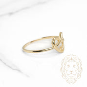 Bague - Or 10K jaune coeur infini & pierre cz - RIG1140