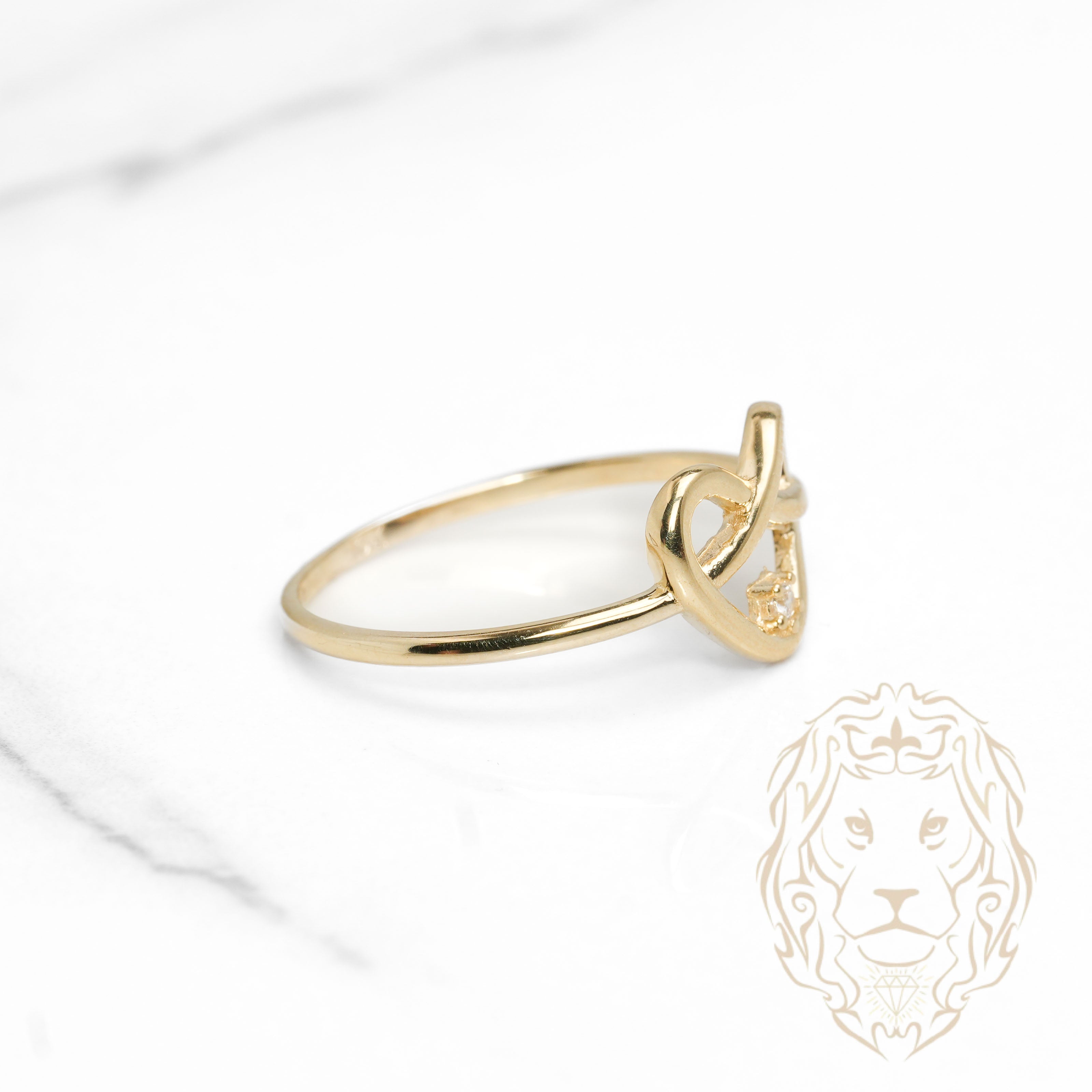 Bague - Or 10K jaune coeur infini & pierre cz - RIG1140