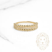 Bague - Or 10K jaune semi-éternité pierres cz & perlée - RIG1143