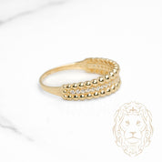 Bague - Or 10K jaune semi-éternité pierres cz & perlée - RIG1143