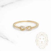 Bague - Or 10K jaune infini pavé de pierres cz & perlée - RIG1144