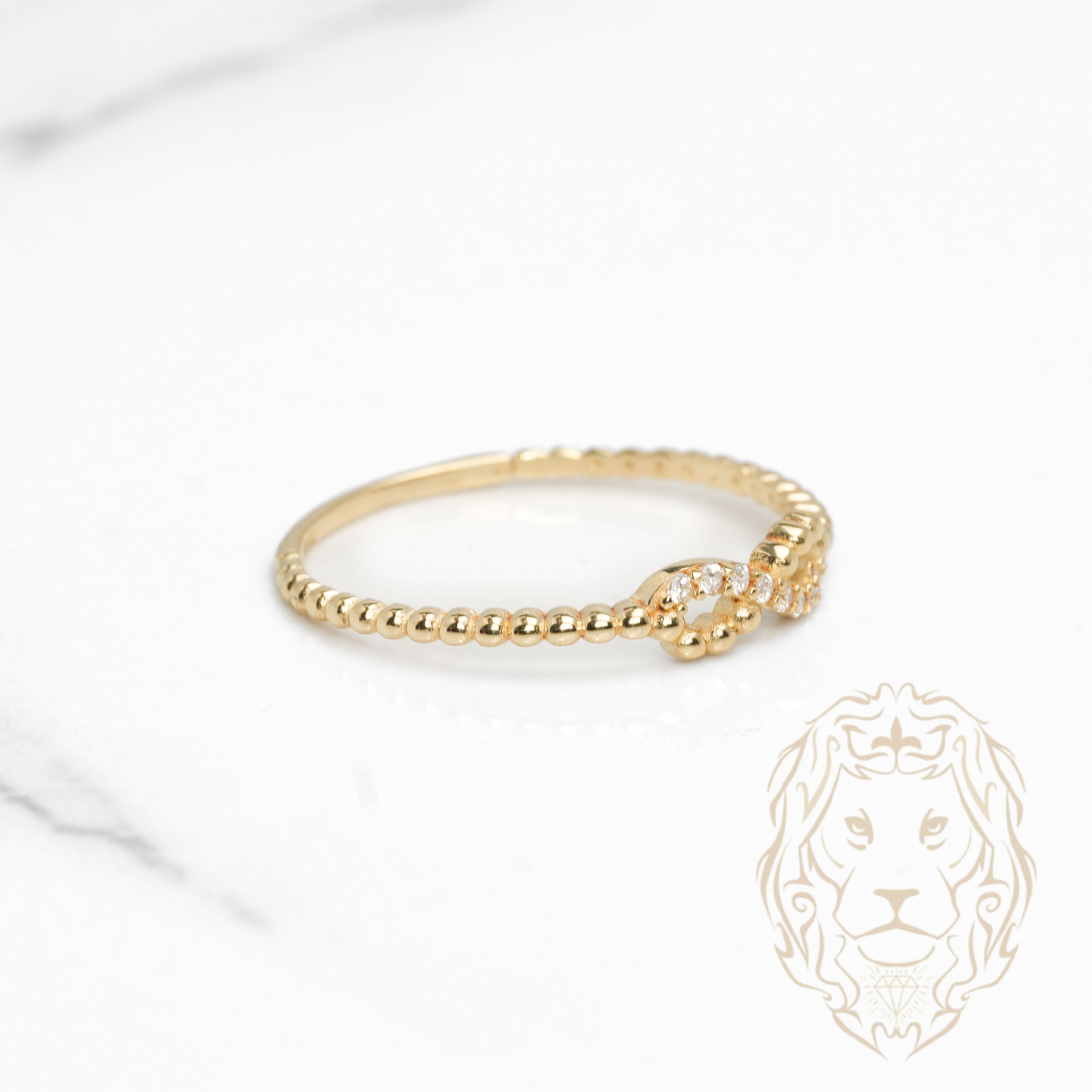 Bague - Or 10K jaune infini pavé de pierres cz & perlée - RIG1144