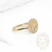 Bague - Or 10K jaune arbre de vie pavé de cz - RIG1145