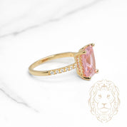 Bague - Or 10K jaune pierre cz rose coupe radiant & monture pavé - RIG1146