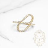 Bague - Or 10K jaune forme fluide pavé de cz - RIG1148
