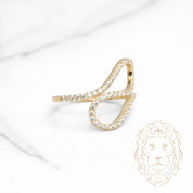 Bague - Or 10K jaune forme fluide pavé de cz - RIG1148