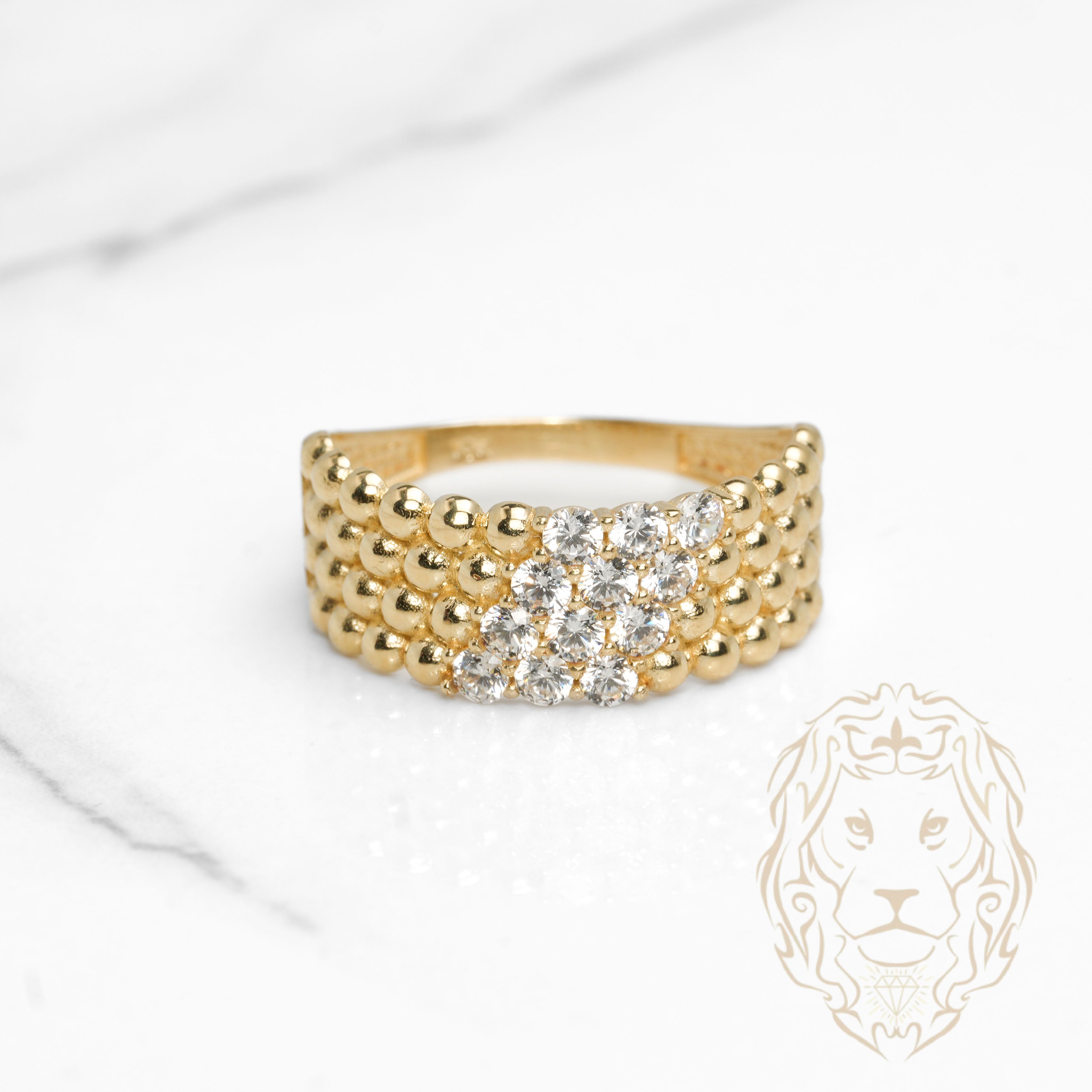Bague - Or 10K jaune perlée & pierres cz - RIG1149