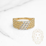 Bague - Or 10K jaune perlée & pierres cz - RIG1149