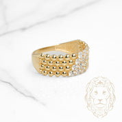 Bague - Or 10K jaune perlée & pierres cz - RIG1149