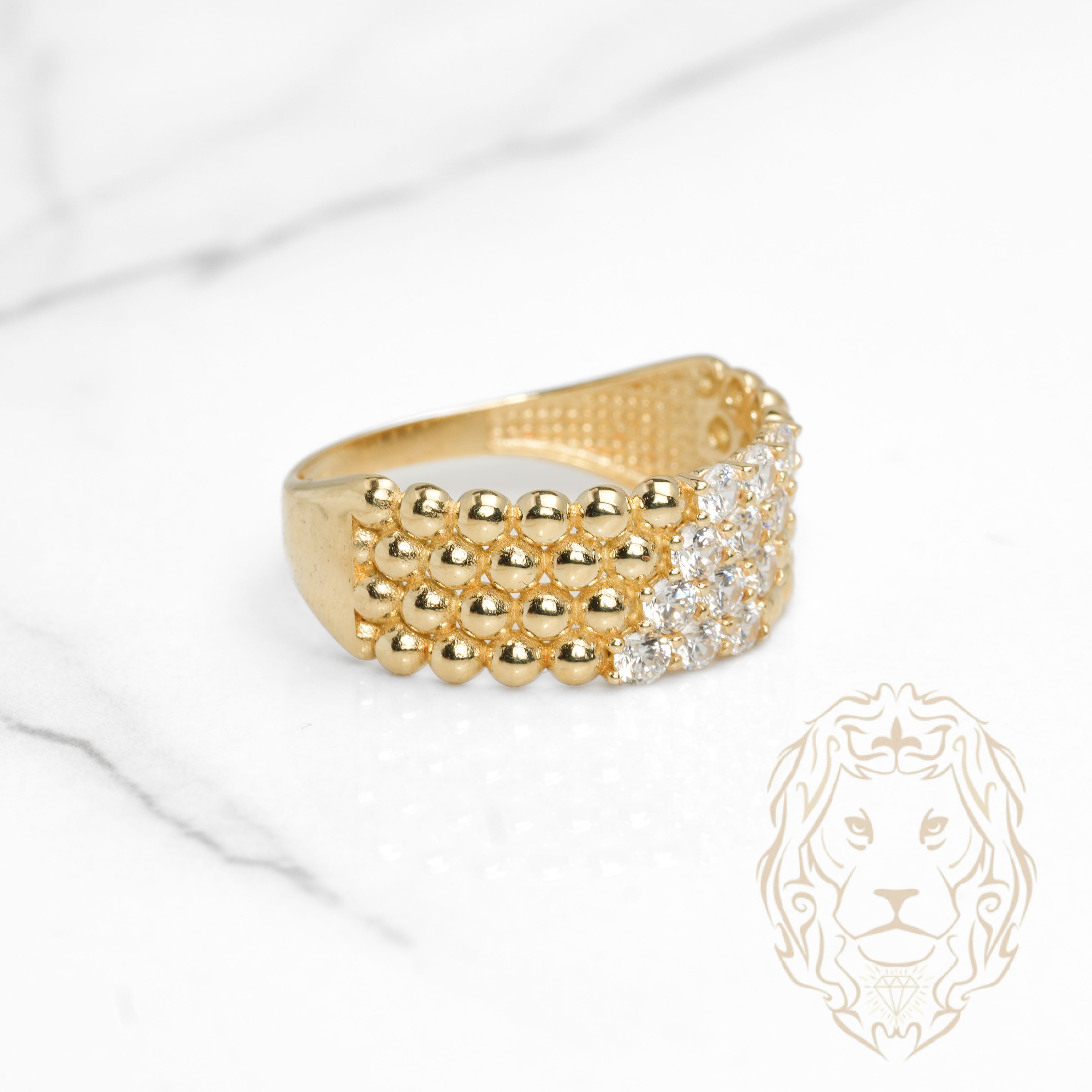 Bague - Or 10K jaune perlée & pierres cz - RIG1149
