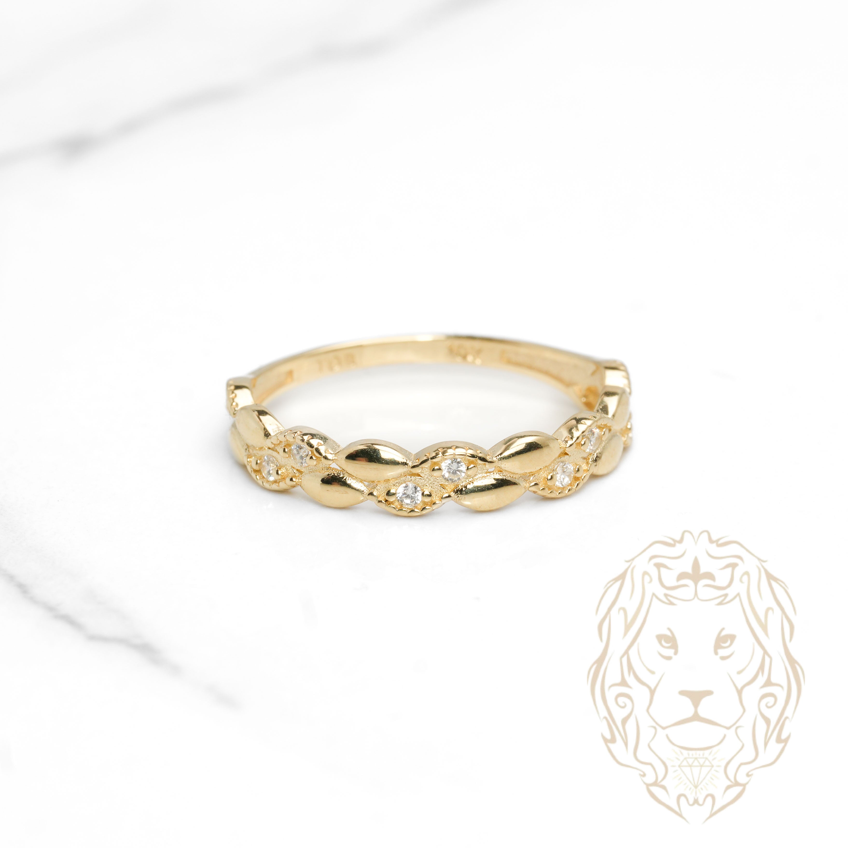 Bague - Or 10K jaune motif Mya pierres cz - RIG1150