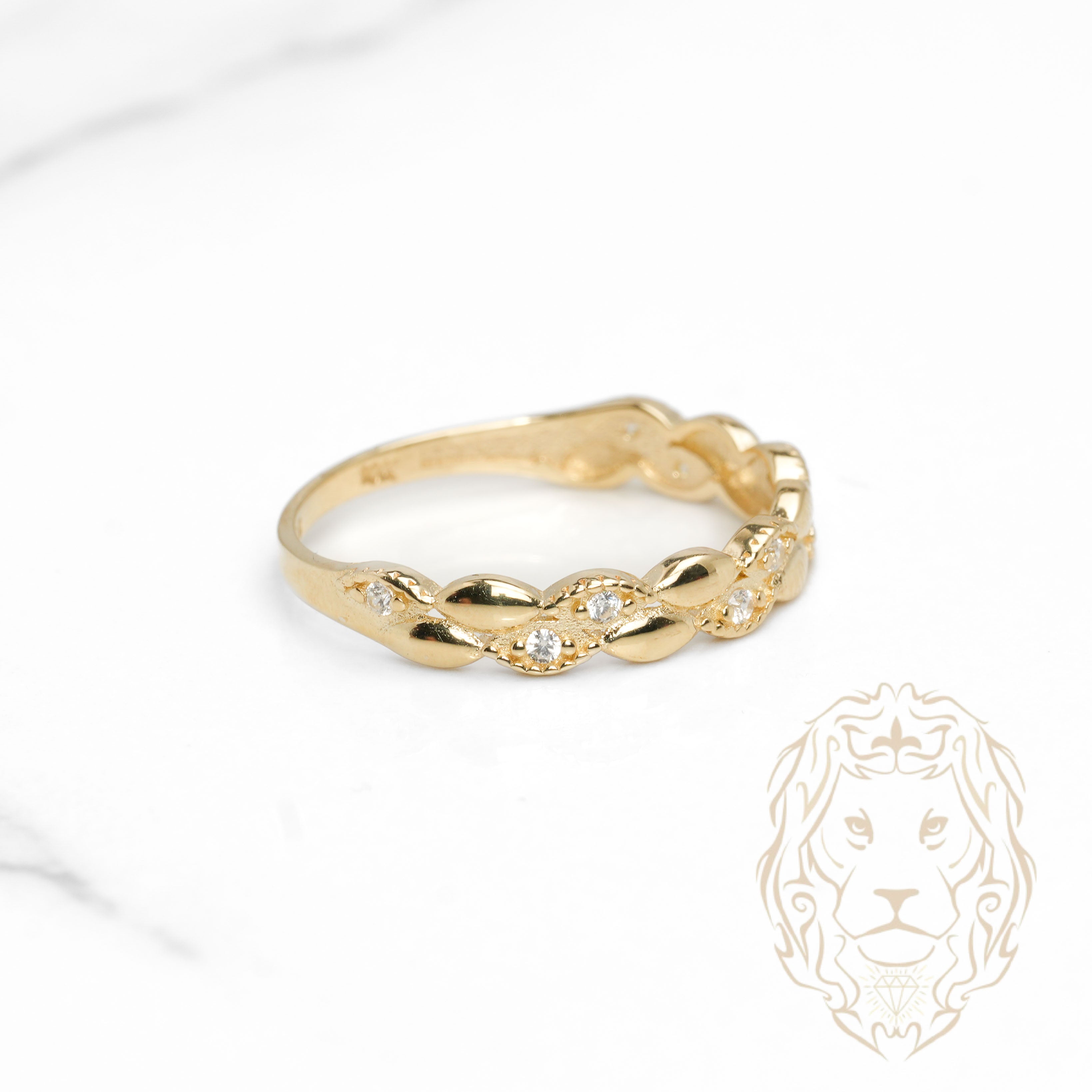 Bague - Or 10K jaune motif Mya pierres cz - RIG1150