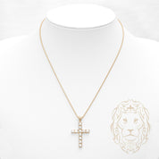 Collier - Or 14K jaune pendentif croix en diamants laboratoire coupe rond brillant 2.60TCW - CHGL024