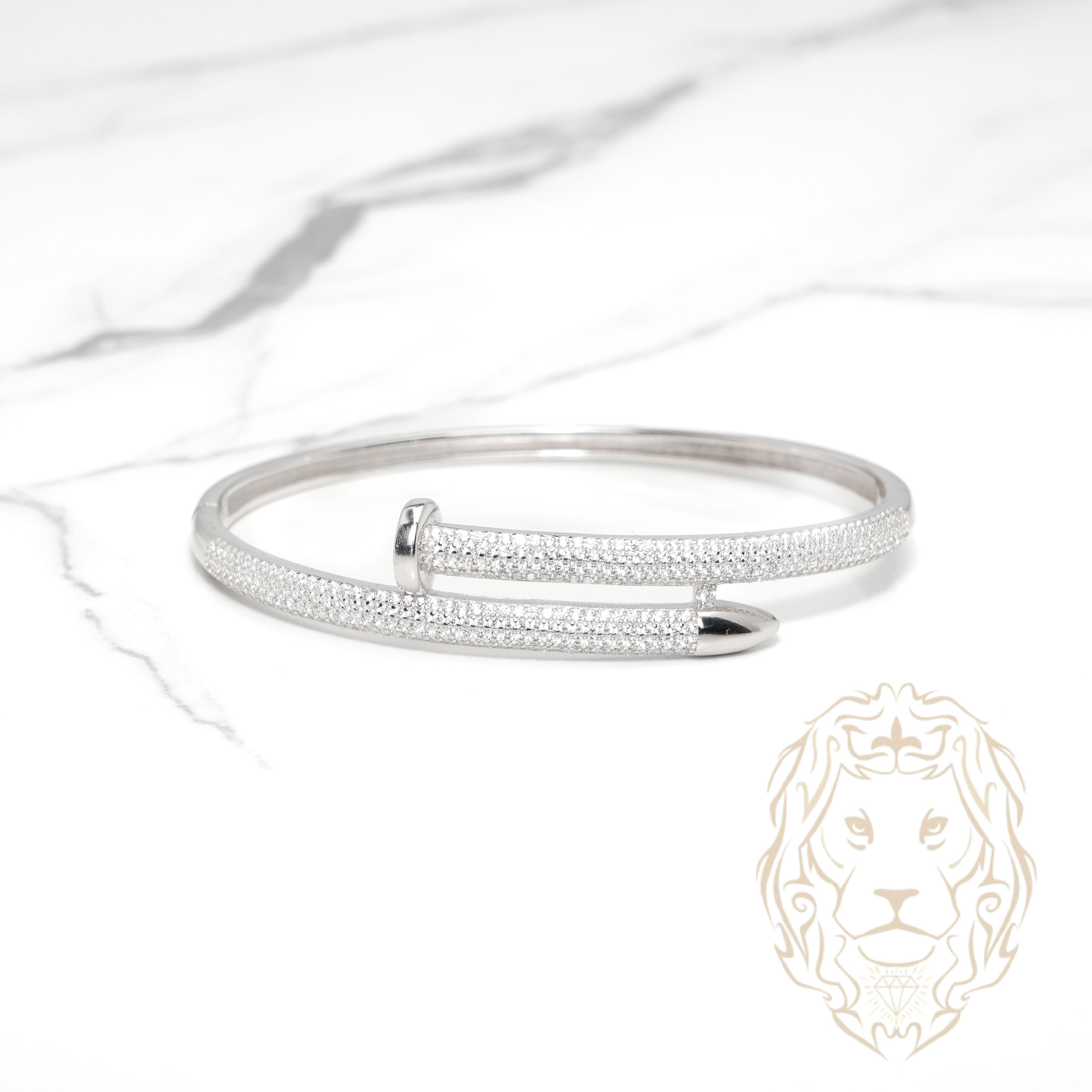 Bracelet jonc - Argent clou pavé de cz - BRS562