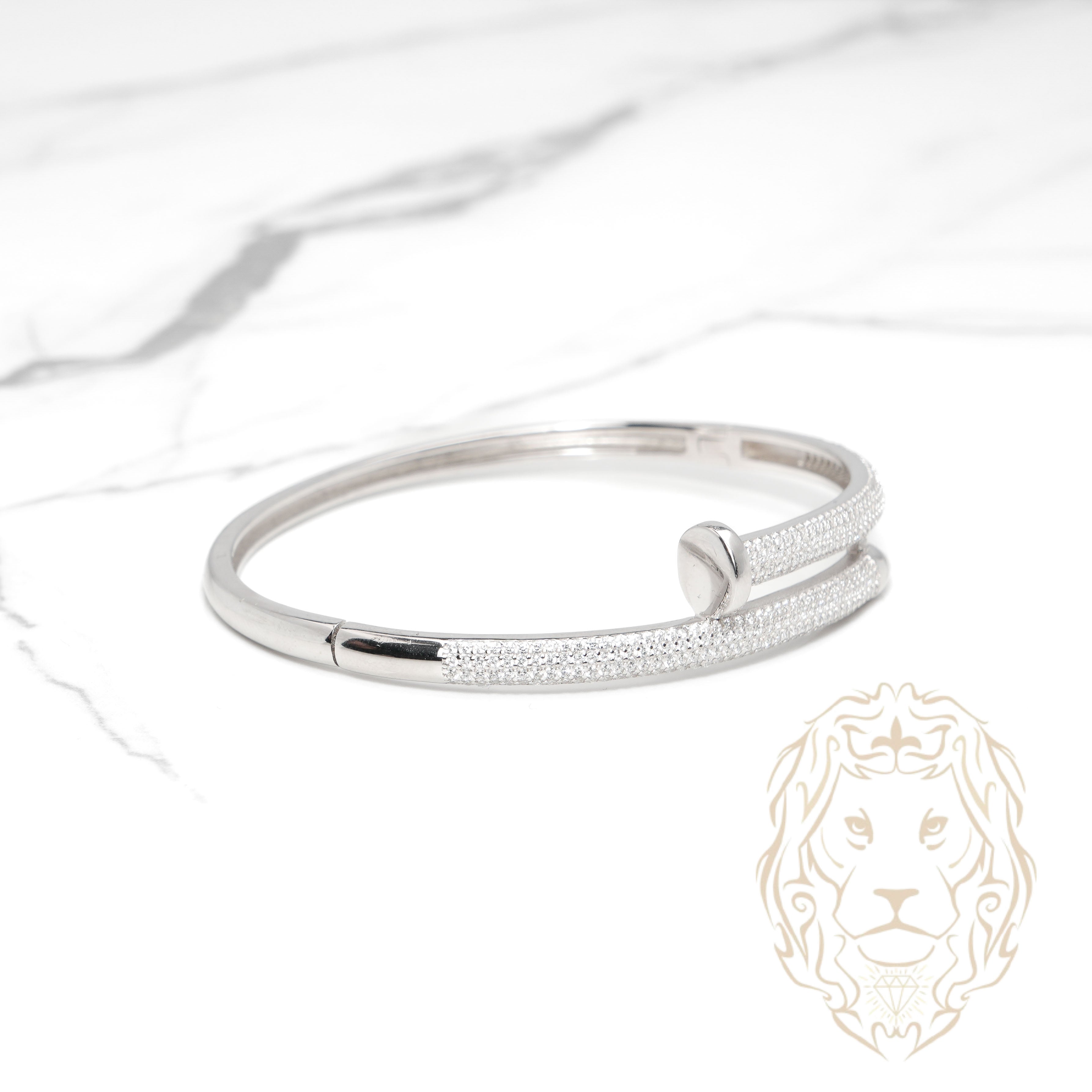 Bracelet jonc - Argent clou pavé de cz - BRS562