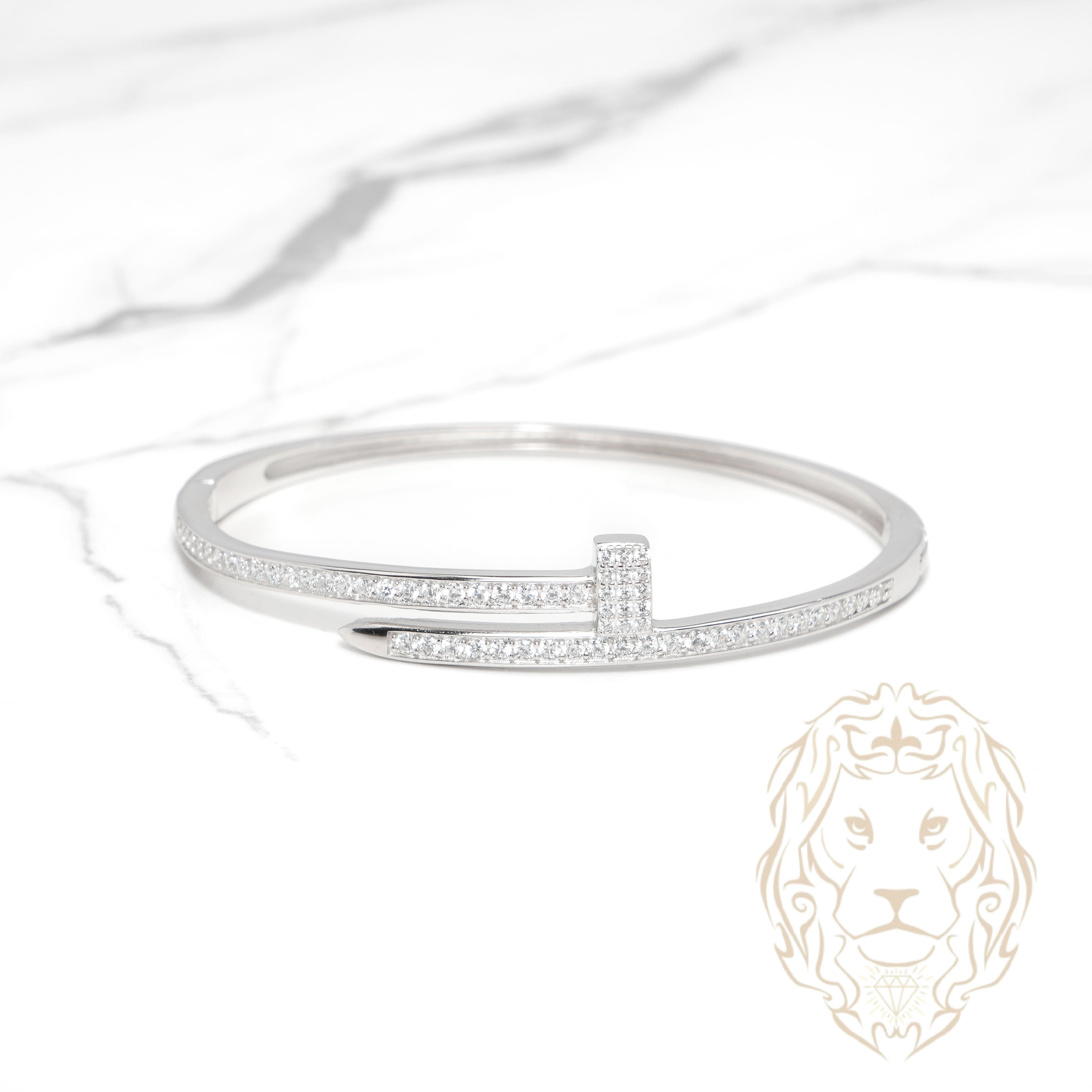Bracelet jonc - Argent clou pavé de cz - BRS563